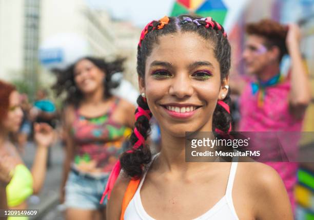 teenage woman enjoying the street party - carnaval recife stock pictures, royalty-free photos & images