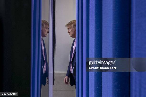 President Donald Trump arrives ahead of a Coronavirus Task Force news conference at the White House in Washington, D.C., U.S., on Saturday, April 4,...