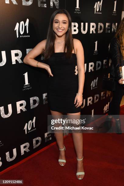 Teilor Grubbs attends the LA screening of "BURDEN" on February 27, 2020 in Los Angeles, California.