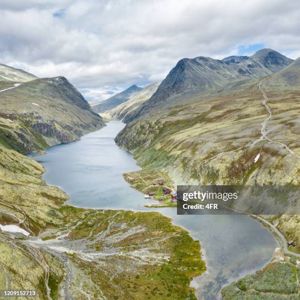 rondvatnet, rondane national park, norway - aerial panorama - rondane national park stock pictures, royalty-free photos & images