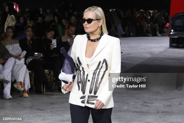 Yolanda Hadid walks the runway during the Off-White show as part of the Paris Fashion Week Womenswear Fall/Winter 2020/2021 on February 27, 2020 in...