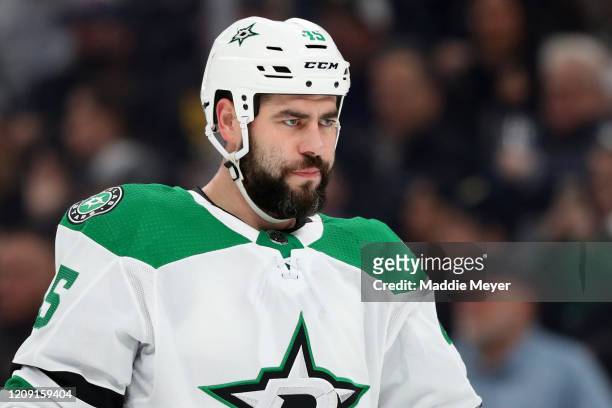 Roman Polak of the Dallas Stars looks on during the first period of the game Boston Bruins at TD Garden on February 27, 2020 in Boston, Massachusetts.