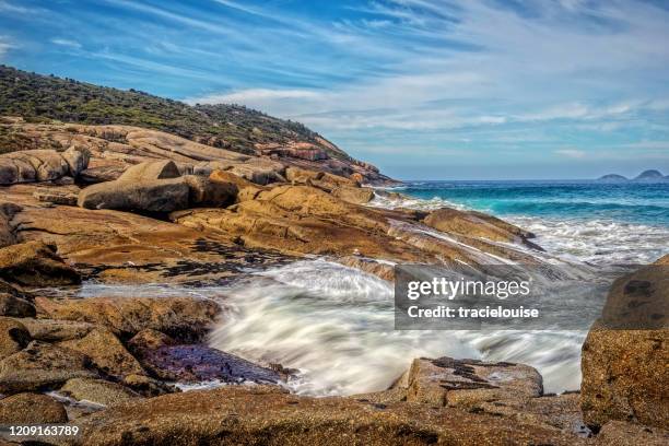 squeaky beach bij wilson's prom - gippsland stockfoto's en -beelden