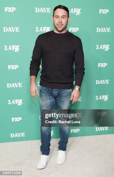 Scooter Braun attends the premiere of FXX's "Dave" at Directors Guild Of America on February 27, 2020 in Los Angeles, California.