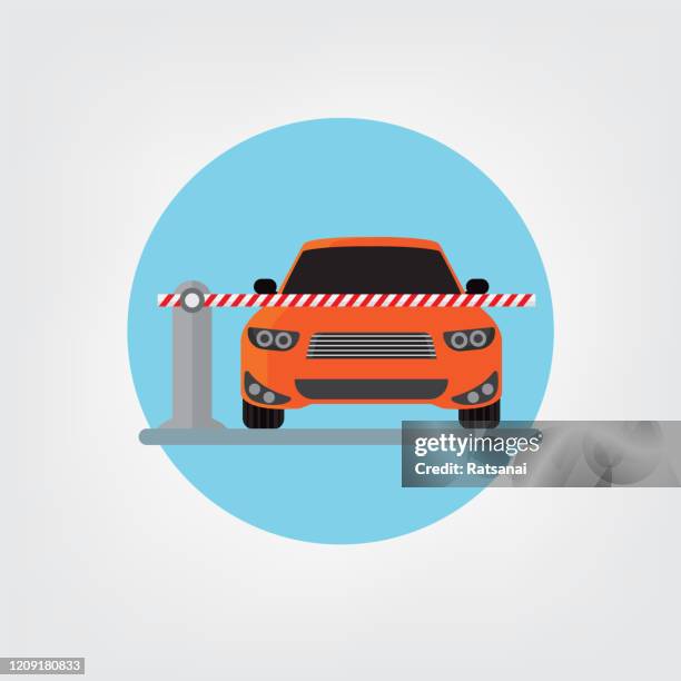 parking car barrier - parking entrance stock illustrations