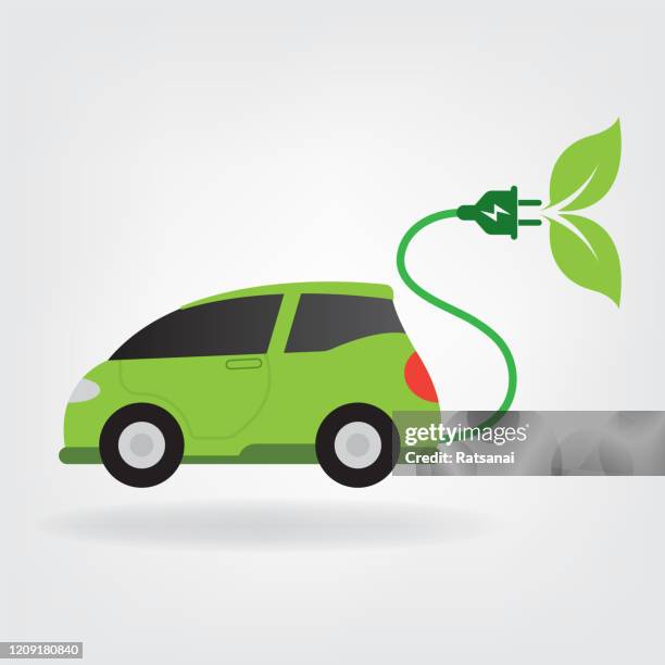 stockillustraties, clipart, cartoons en iconen met elektrische auto - hybrid vehicle