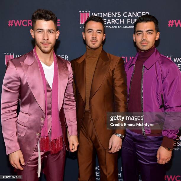 Nick Jonas, Kevin Jonas, and Joe Jonas of The Jonas Brothers attend WCRF's "An Unforgettable Evening" at Beverly Wilshire, A Four Seasons Hotel on...