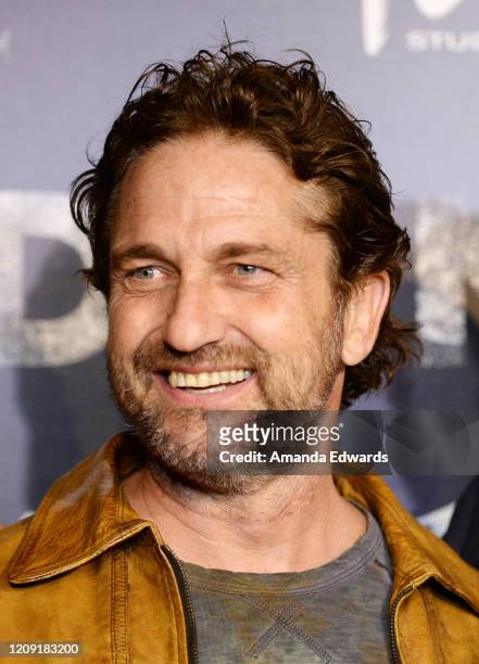 Actor Gerard Butler arrives at the premiere of "Burden" at the Silver Screen Theater at the Pacific Design Center on February 27, 2020 in West...