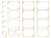 Golden ornate frames and scroll elements.