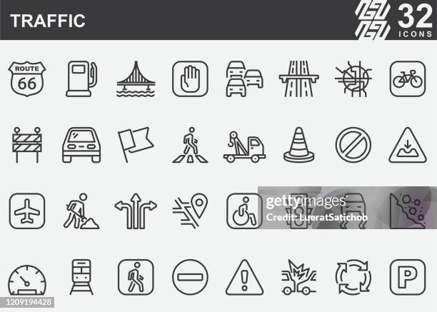 traffic line icons - accident at work stock illustrations