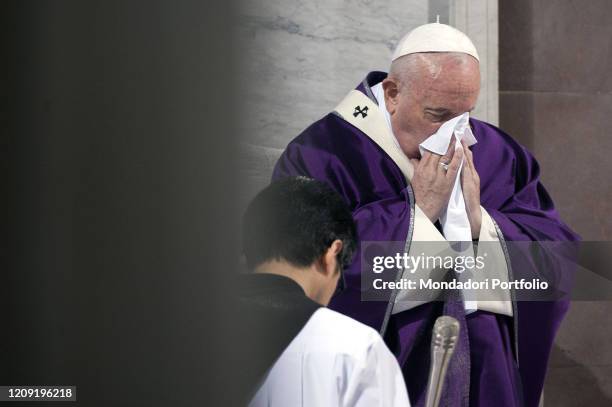 Pope Francis celebrates Ash Wednesday in the Basilica of Santa Sabina on the Aventino. Rome , February 26th, 2020