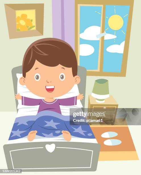 boy waking - kid waking up stock illustrations