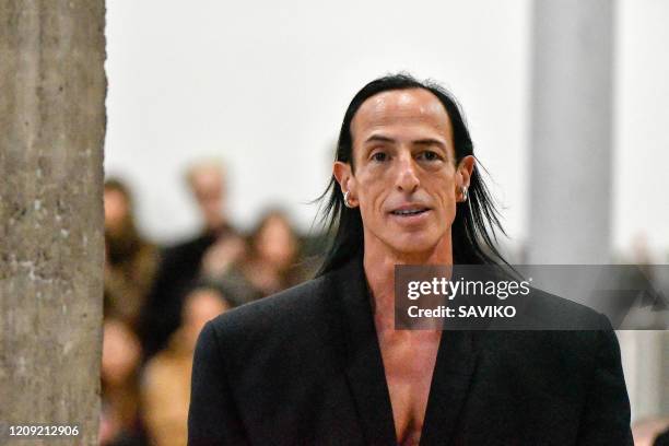 Fashion designer Rick Owens walks the runway during the Rick Owens Ready to Wear fashion show as part of the Paris Fashion Week Womenswear...