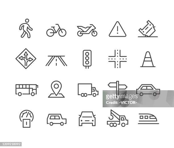 ilustrações de stock, clip art, desenhos animados e ícones de traffic icons - classic line series - transportation