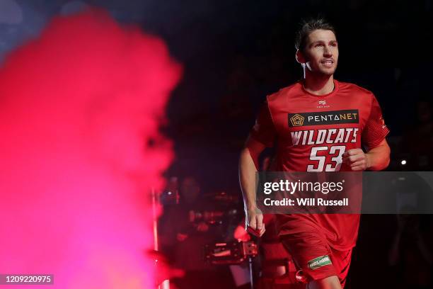 Damian Martin of the Wildcats enters the court during game one of the NBL Semi Finals Series between the Perth Wildcats and the Cairns Taipans at RAC...