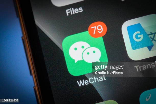 The Chinese WeChat messaging application is seen on an iPhone 11 Pro Max in this illustration photo in Warsaw, Poland on April 4, 2020.