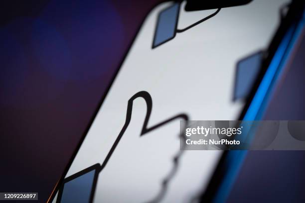 The Facebook Like graphic is seen on an iPhone 11 Pro Max in this illustration photo in Warsaw, Poland on April 4, 2020.