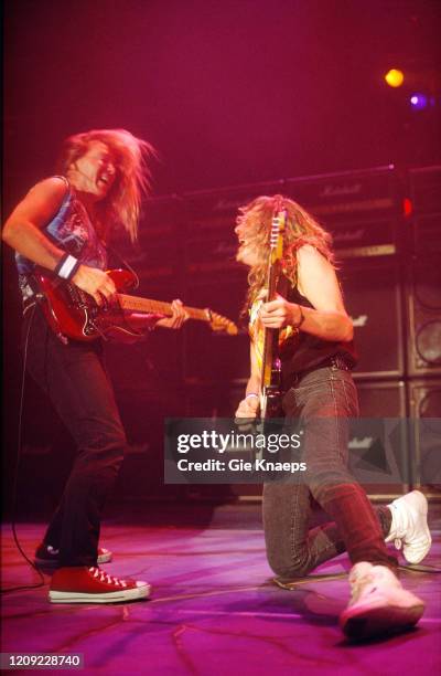 Iron Maiden, Dave Murray, Janick Gers, Vorst Nationaal, Brussel, Belgium, 17 August 1992.