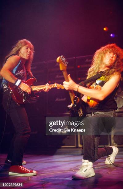 Iron Maiden, Dave Murray, Janick Gers, Vorst Nationaal, Brussel, Belgium, 17 August 1992.