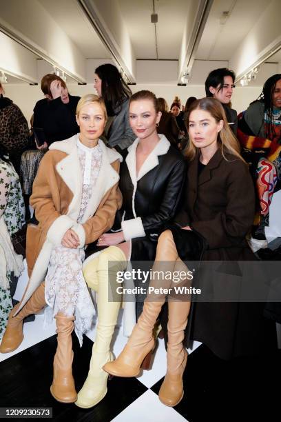 Carolyn Murphy, Karlie Kloss and Doutzen Kroes attend the Loewe show as part of the Paris Fashion Week Womenswear Fall/Winter 2020/2021 on February...