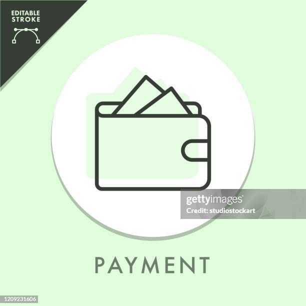 wallet line icon editable stroke - emblem credit card payment stock illustrations