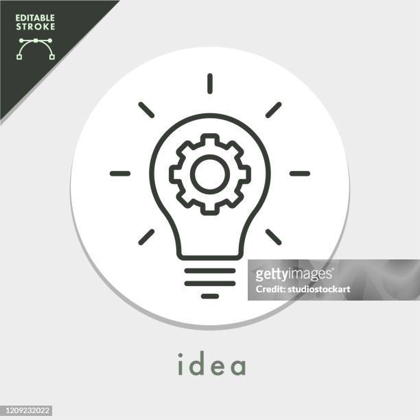 light bulb and gear line icon.editable stroke - light bulb stock illustrations