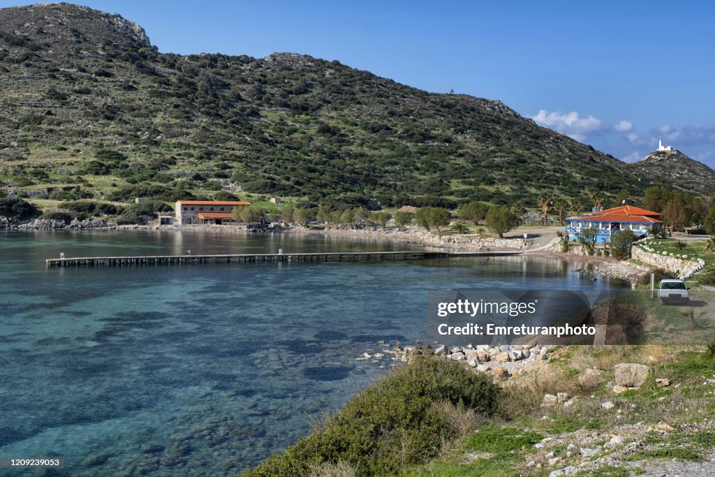 Knidos harbor on a sunny day,Datca peninsula.