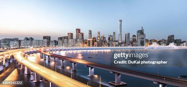 beijing cbd area - beijing skyline night stock pictures, royalty-free photos & images