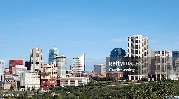 edmonton skyline in the summer - edmonton cityscape stock pictures, royalty-free photos & images