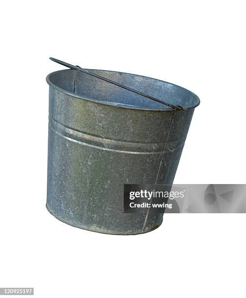 solo metal bucket, on a white background  - galvanized stock pictures, royalty-free photos & images