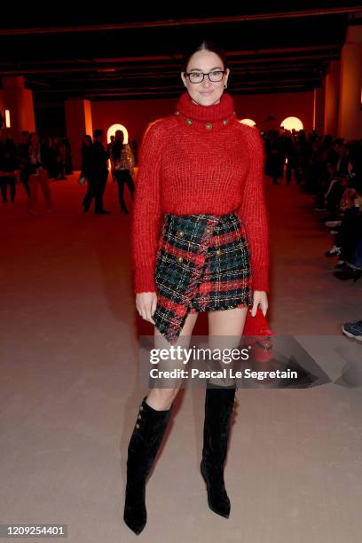 Shailene Woodley attends the Balmain show as part of the Paris Fashion Week Womenswear Fall/Winter 2020/2021 on February 28, 2020 in Paris, France.