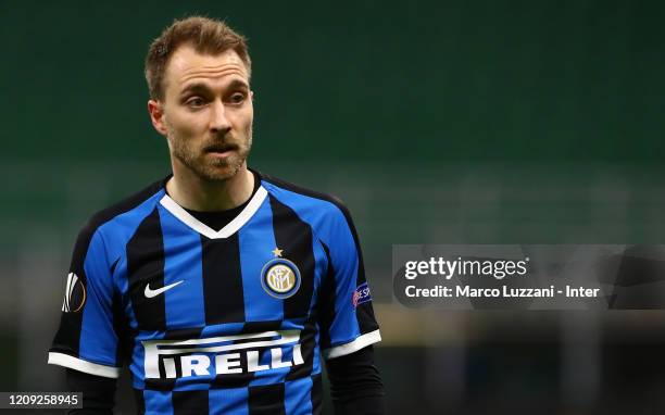 Christian Eriksen of FC Internazionale looks on during the UEFA Europa League round of 32 second leg match between FC Internazionale and PFC...
