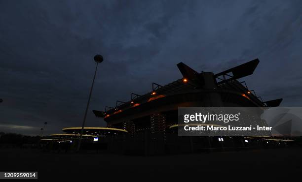 General view of the Giuseppe Meazza Stadium before the UEFA Europa League round of 32 second leg match between FC Internazionale and PFC Ludogorets...
