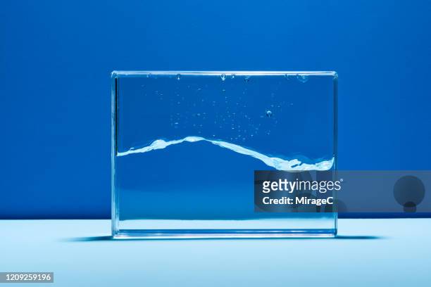 water wave in glass box abstract line graph - finance and economy stock pictures, royalty-free photos & images