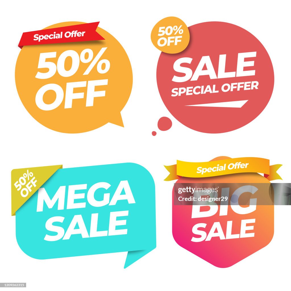 Sale Of Special Offers And Discount Gradient Label Banner Template Vector  Design On White Background High-Res Vector Graphic - Getty Images
