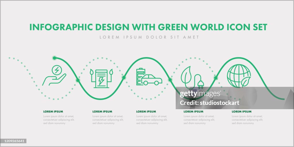 Infographic Design With Green World Icon Set
