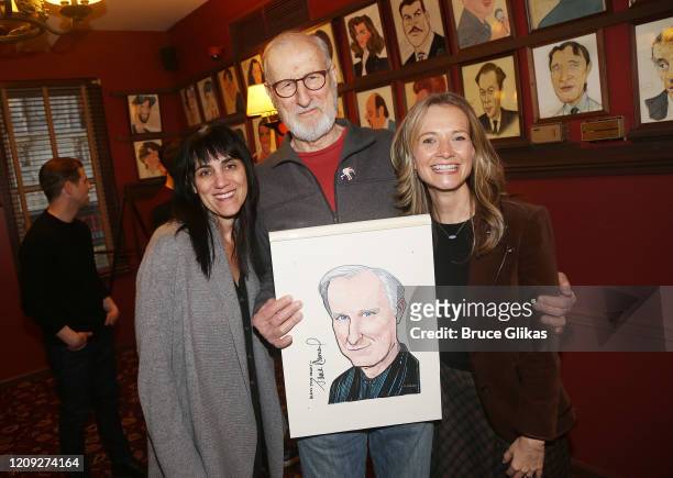 Leigh Zimmerman, James Cromwell and Bess Wohl pose as Sardis honors James Cromwell with his caricature for his performance in broadway's "Grand...