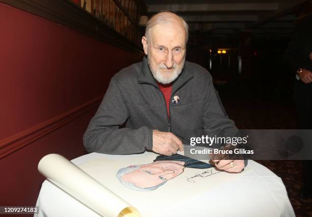 James Cromwell poses as Sardis honors James Cromwell with his caricature for his performance in broadway's "Grand Horizons" at Sardi's on February...