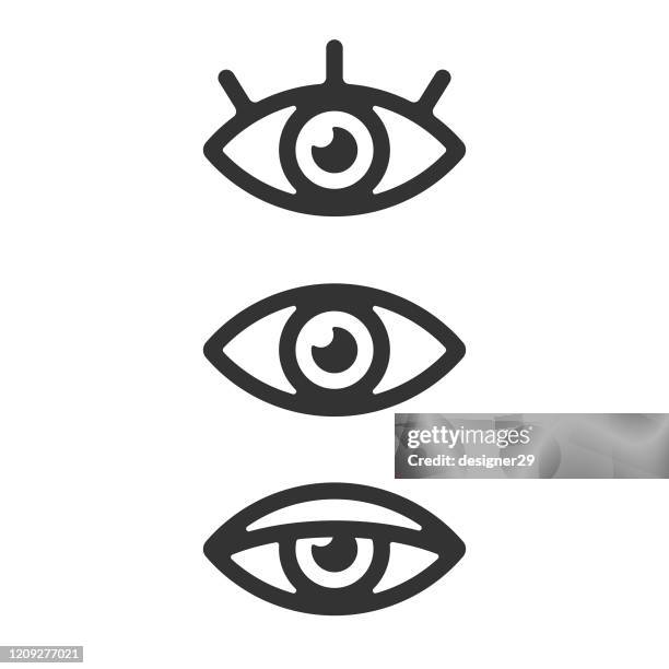 eye icon set vektor-design auf weißem hintergrund. - black and white eye stock-grafiken, -clipart, -cartoons und -symbole