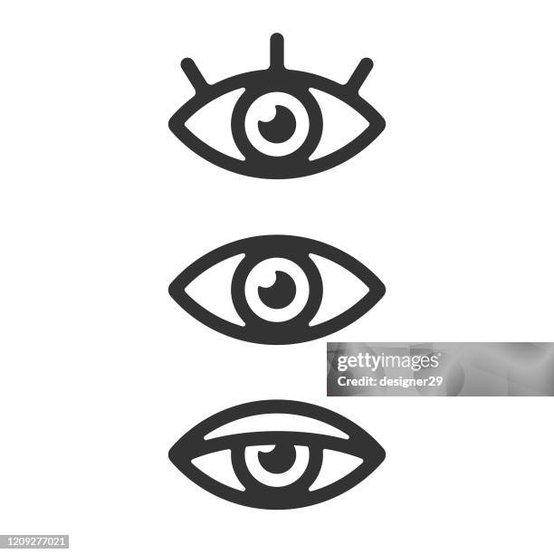 eye icon set vektor-design auf weißem hintergrund. - eyeball stock-grafiken, -clipart, -cartoons und -symbole