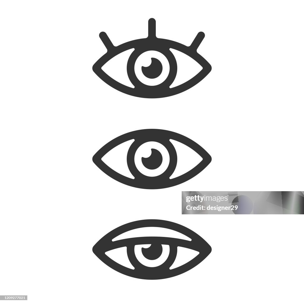 Design de vetor de conjunto de ícones oculares em fundo branco.