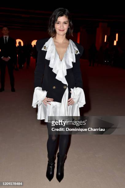 Audrey Tautou attends the Balmain show as part of the Paris Fashion Week Womenswear Fall/Winter 2020/2021 on February 28, 2020 in Paris, France.