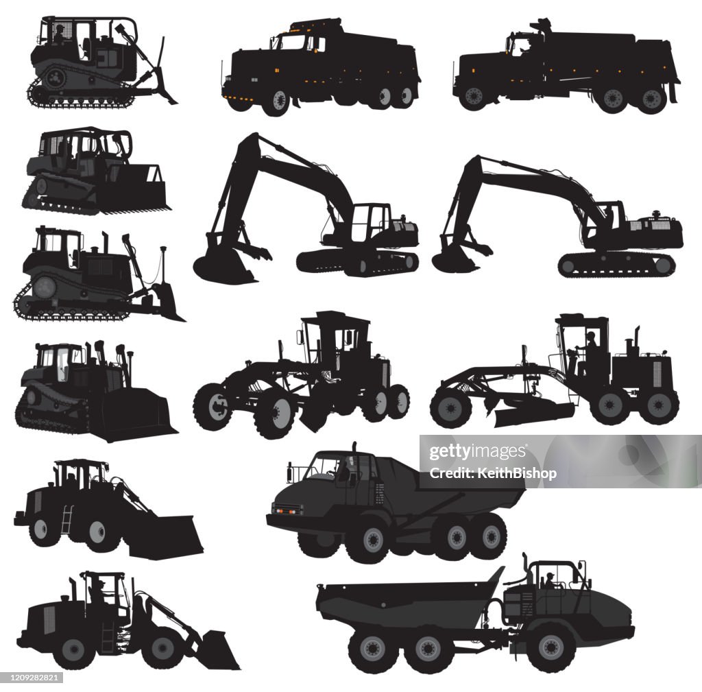 Juego de vehículos de construcción - Bulldozer, Camión volquete, Auger