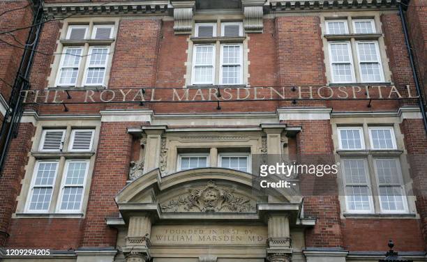 One entrance to the Royal Marsden Hospital is seen 07 January 2008 after its reopening to out-patients following a fire 02 January that ravaged the...