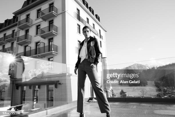 Actor Kriti Sanon is photographed for Harpers Bazaar magazine on December 12, 2019 in Burgenstock spa, Switzerland.