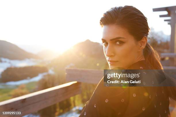 Actor Kriti Sanon is photographed for Harpers Bazaar magazine on December 12, 2019 in Burgenstock spa, Switzerland.