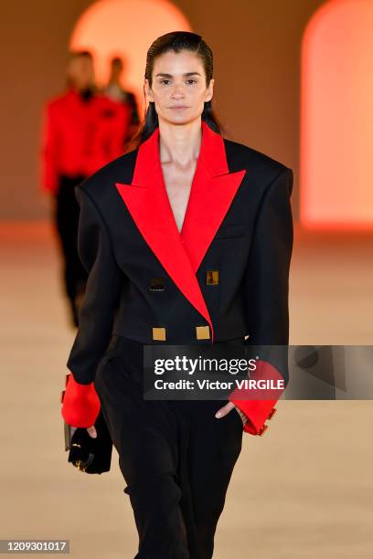 Carloine Ribeiro walks the runway during the Balmain Ready to Wear fashion show as part of the Paris Fashion Week Womenswear Fall/Winter 2020-2021 on...