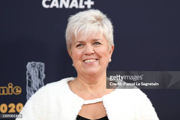 Mimie Mathy poses on the Cesar Film Awards 2020 Ceremony red carpet for an episode of 'Call my agent' At Salle Pleyel In Paris on February 28, 2020...