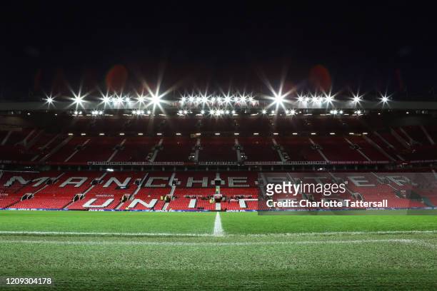 General view inside Old Trafford prior to the FA Youth Cup: Sixth Round match between Manchester United and Wigan Athletic at Old Trafford on...