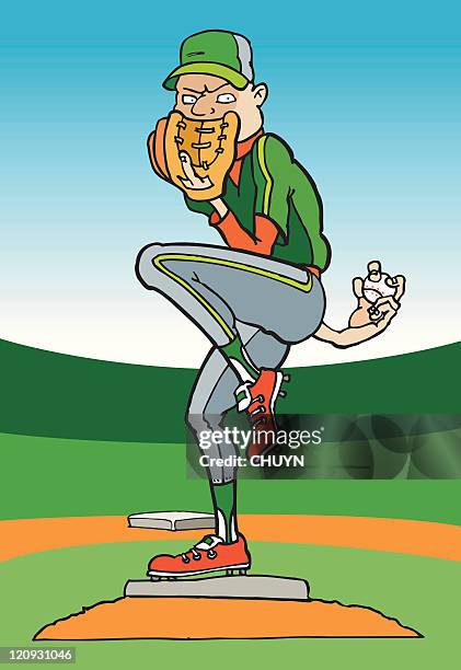 set pitcher - baseball threads stock illustrations